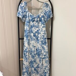 By The River Blue and White Floral Maxi Dress